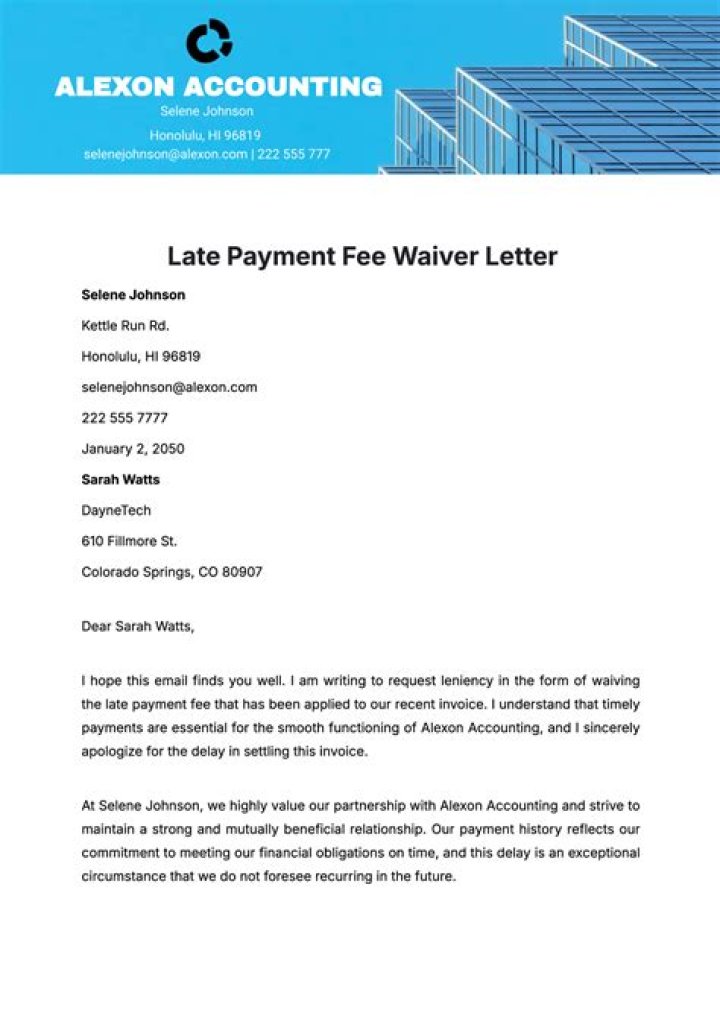 Can I waive late payment fee?