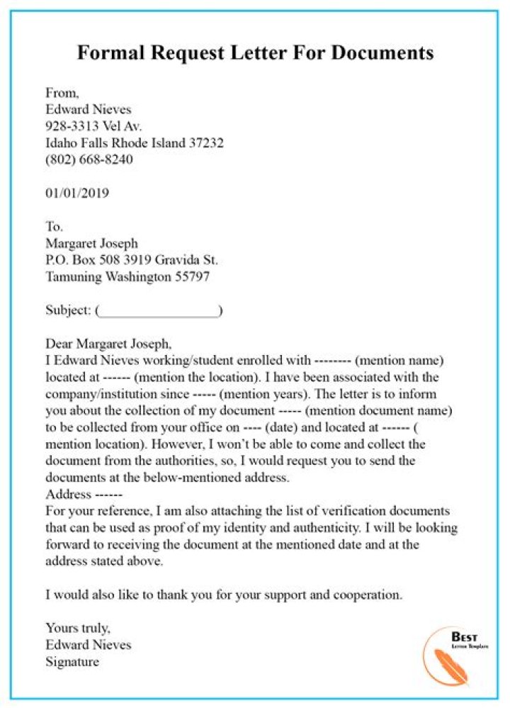 How do you write a letter requesting important documents?